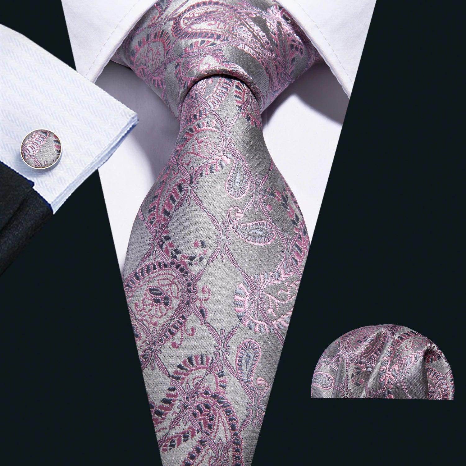 Silk Jacquard Floral Necktie Wedding Business Handkerchief - VacationGrabs