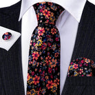 Silk Jacquard Floral Necktie Wedding Business Handkerchief - VacationGrabs