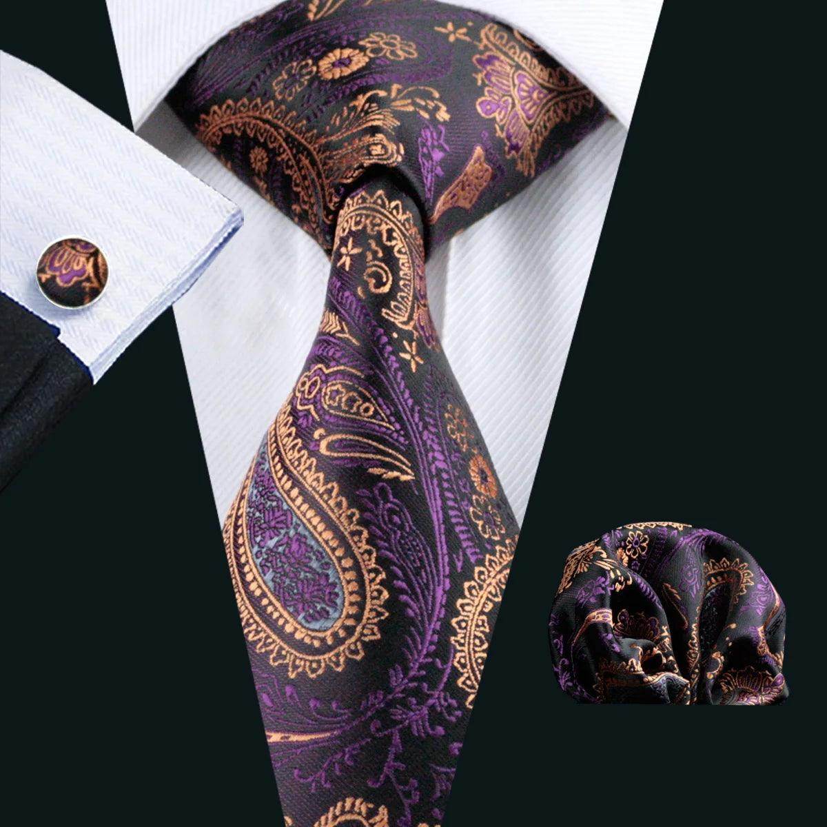 Silk Jacquard Floral Necktie Wedding Business Handkerchief - VacationGrabs