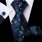 Silk Jacquard Floral Necktie Wedding Business Handkerchief - VacationGrabs