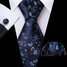 Silk Jacquard Floral Necktie Wedding Business Handkerchief - VacationGrabs