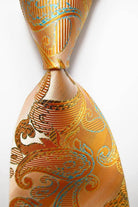 Stylish VacationGrabs silk necktie fashion in gold and blue floral patterns for formal occasions