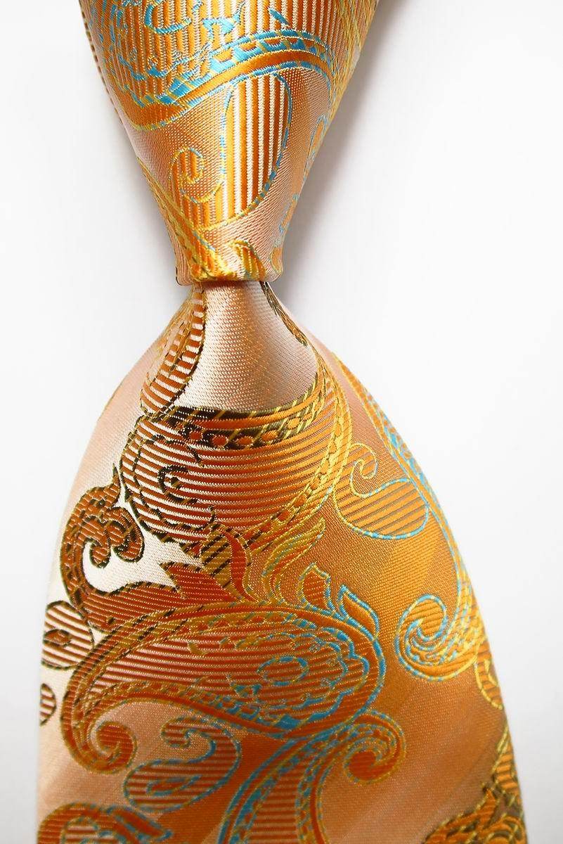 Stylish VacationGrabs silk necktie fashion in gold and blue floral patterns for formal occasions