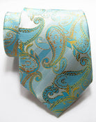Elegant blue silk necktie fashion with paisley pattern for formal occasions