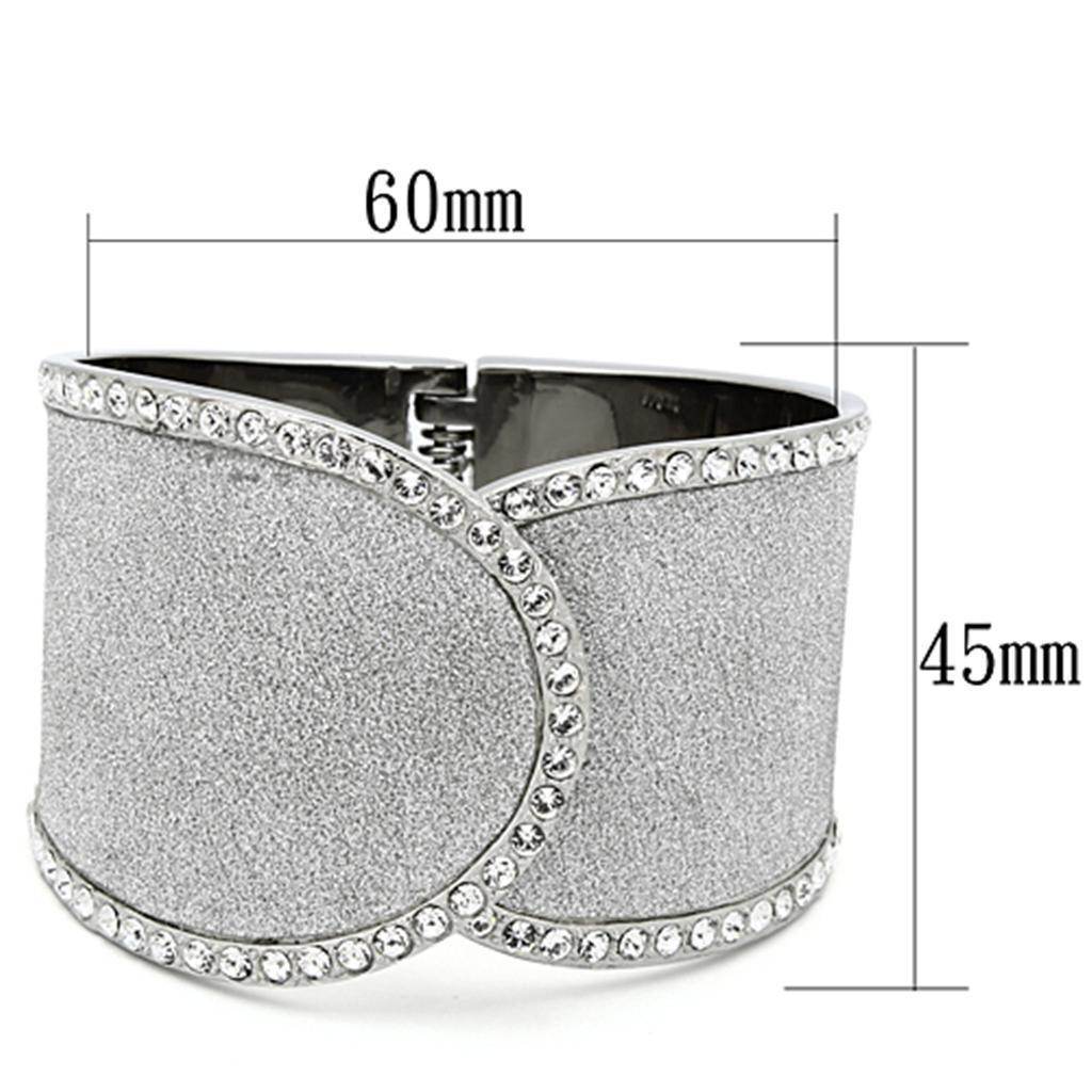 Silver glitter wide bangle bracelet with rhinestone detailing for a stylish accessory