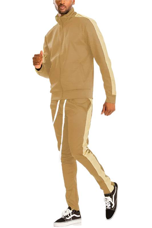 Single Stripe Solid Track Suit - VacationGrabs
