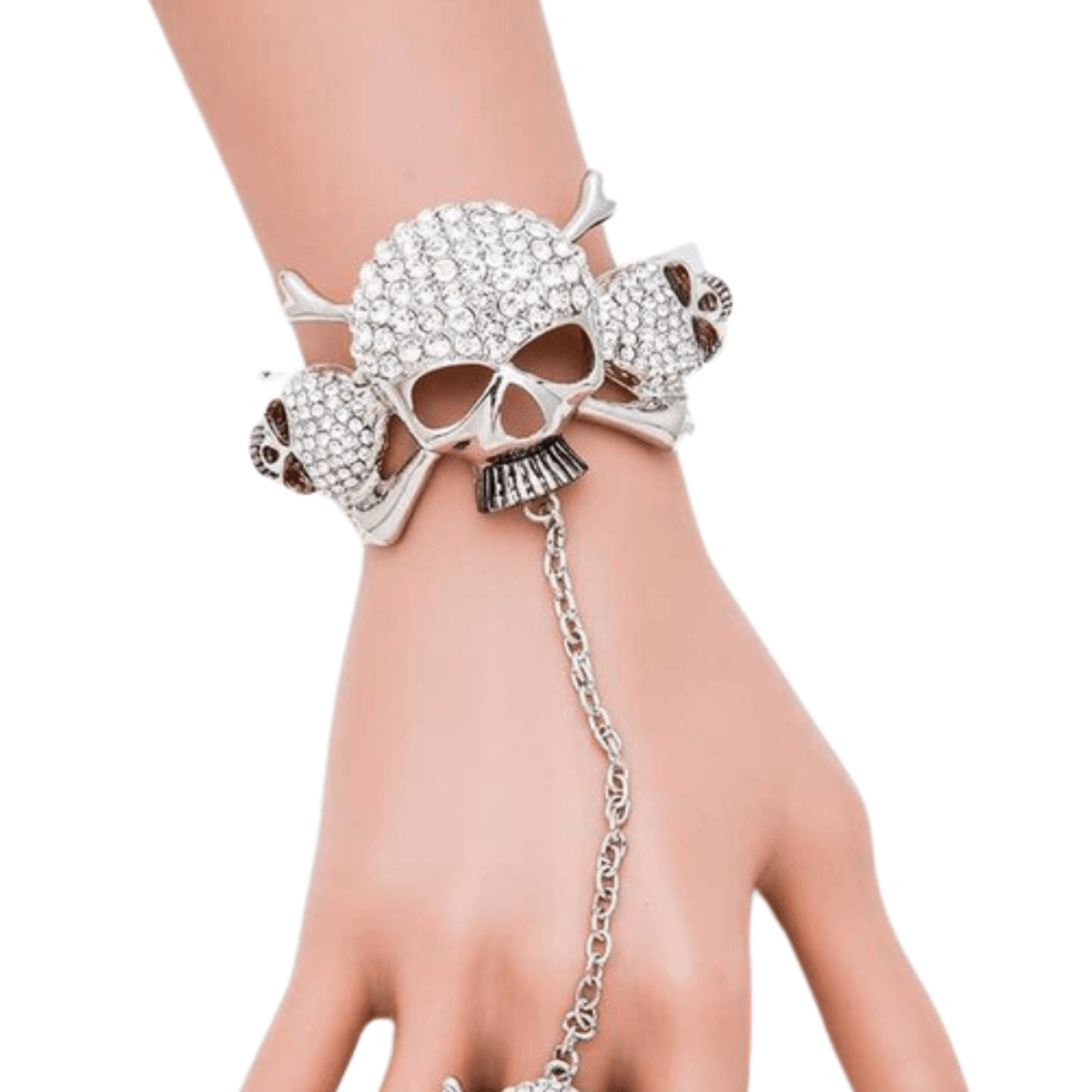 LA Jewelry Plaza Skull Jewelry for Women Bracelet with Rhinestones and Adjustable Chain Design