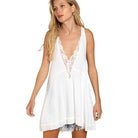 Sleeveless Deep V-Neck Dress With Lace On Front - VacationGrabs