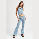 Emory Park sleeveless zip shirt in light denim style, perfect for casual summer outfits