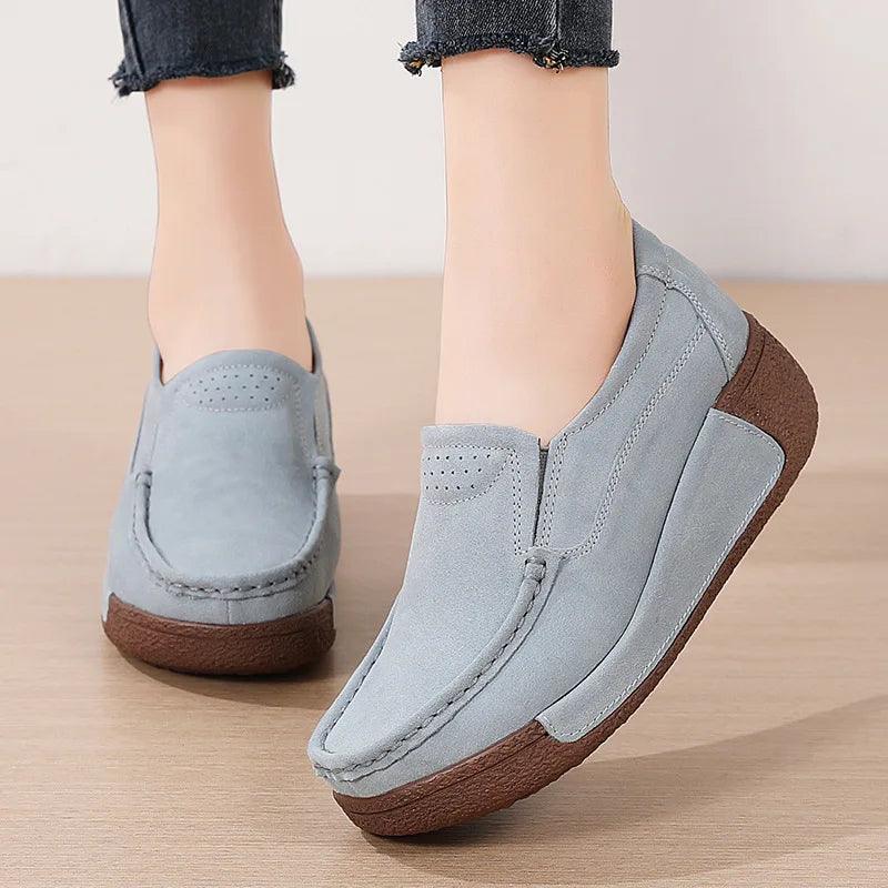 Women's Shoes - Flats Slip-on Casual Round Toe Moccasin Platform Shoes
