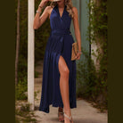 Slit Halter Neck Dress - VacationGrabs