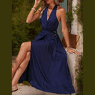 Slit Halter Neck Dress - VacationGrabs