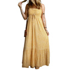 Smocked Printed Square Neck Maxi Cami Dress - VacationGrabs