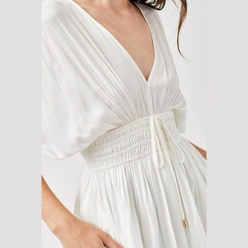 Smocked Waist With Tassel Strap Dress - VacationGrabs