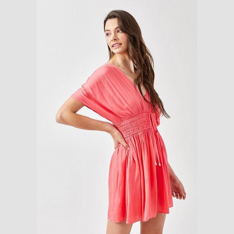 Smocked Waist With Tassel Strap Dress - VacationGrabs