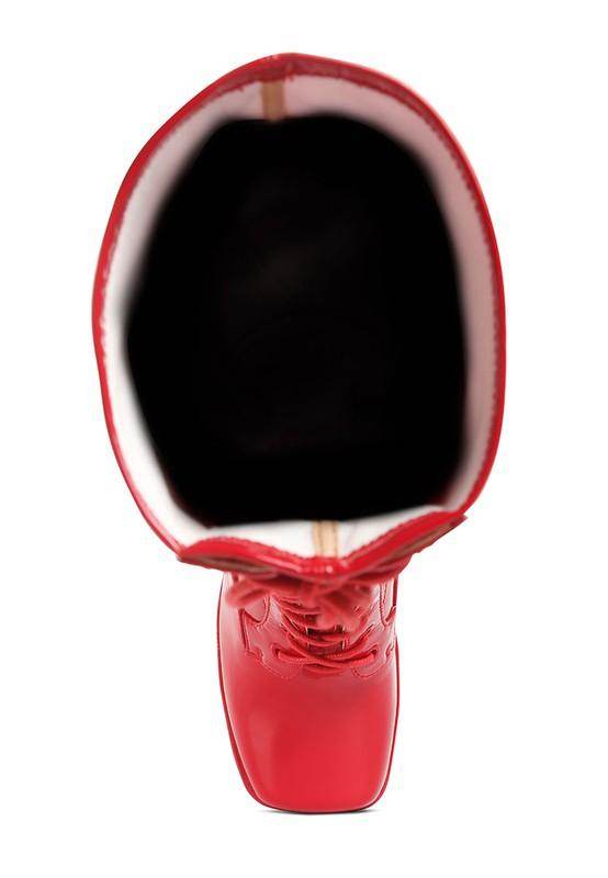 Snowflakes Patent Pu High Platform Calf Boots - VacationGrabs