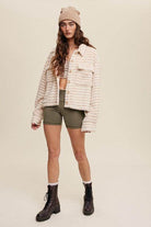 Soft Plaid Striped Fleece Shacket - VacationGrabs