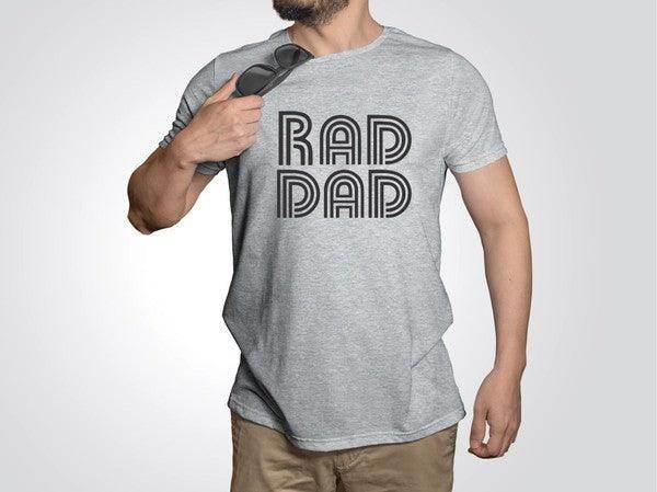 Ocean and 7th Softstyle Dad Tee in grey with bold 'RAD DAD' graphic design