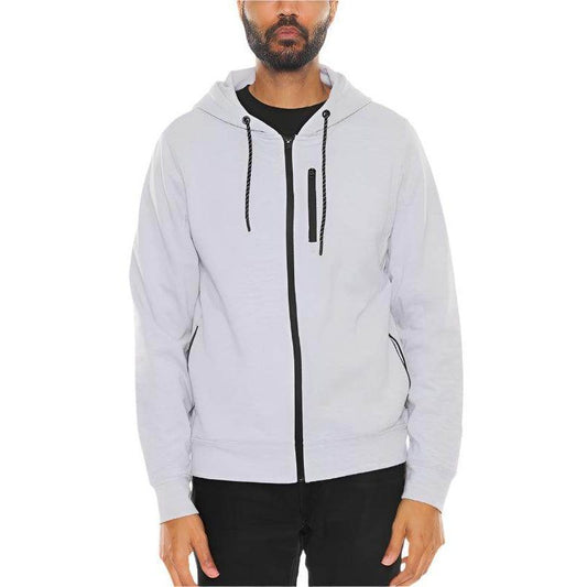 Solid Heathered Zip Up Jacket - VacationGrabs