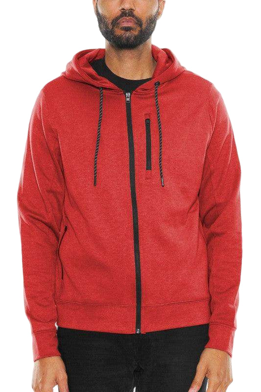 Solid Heathered Zip Up Jacket - VacationGrabs