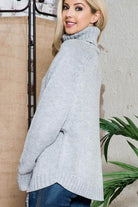 Solid Long Sleeve Turtleneck Sweater - VacationGrabs