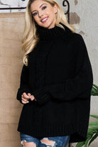 Solid Long Sleeve Turtleneck Sweater - VacationGrabs