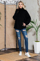 Solid Long Sleeve Turtleneck Sweater - VacationGrabs