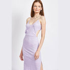 Emory Park spaghetti strap midi dress in lavender with a fitted silhouette and side cutouts