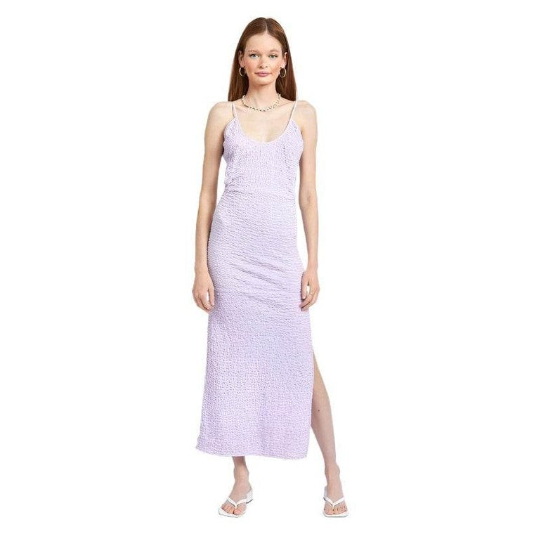 Emory Park spaghetti strap midi dress in lavender with a sleek silhouette and side slit