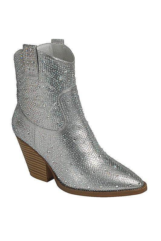 Sparkly purple womens boots with a pointed toe and stylish heel by Let's See Style