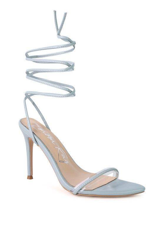 Rag Company Sphynx strappy sandals in light blue with sleek design and high heel for stylish occasions