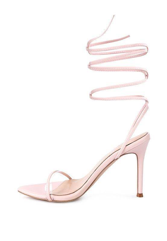 Rag Company Sphynx strappy sandals in light pink with stylish ankle straps and high heels