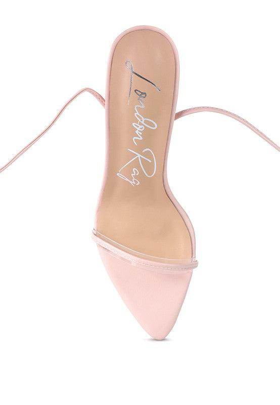 Rag Company Sphynx strappy sandals in soft pink with a sleek pointed toe and delicate straps