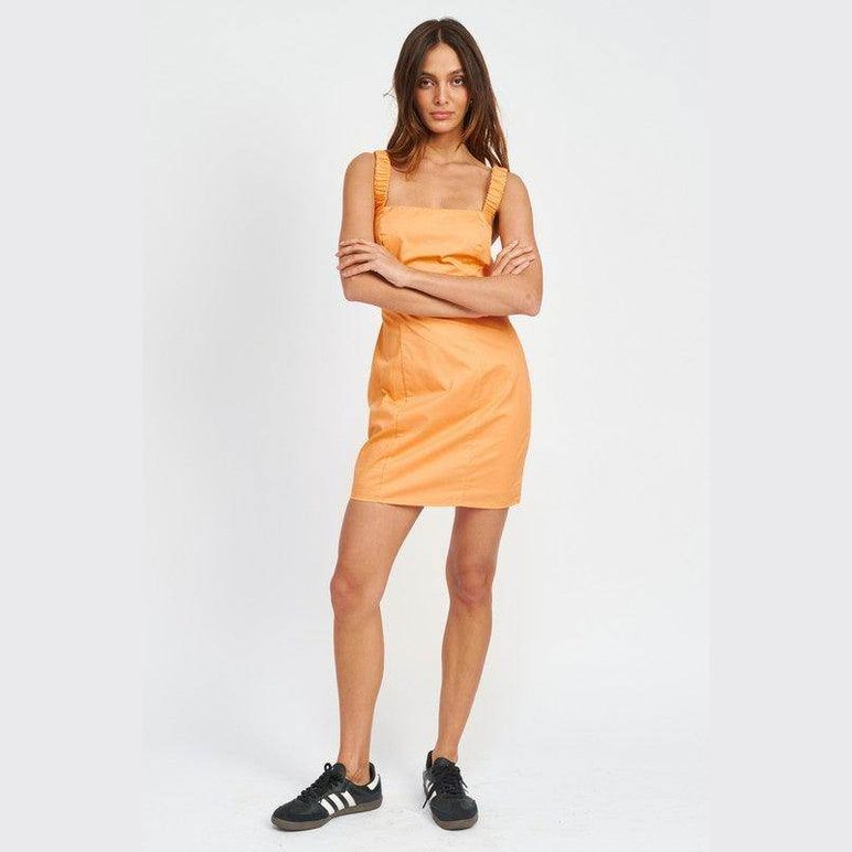 Square Neck Mini Dress With Elastic Back Detail - VacationGrabs
