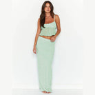 Square Neck Sleeveless Top and Ruched Skirt Set - VacationGrabs