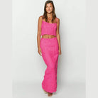 Square Neck Sleeveless Top and Ruched Skirt Set - VacationGrabs
