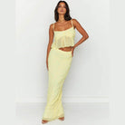 Square Neck Sleeveless Top and Ruched Skirt Set - VacationGrabs