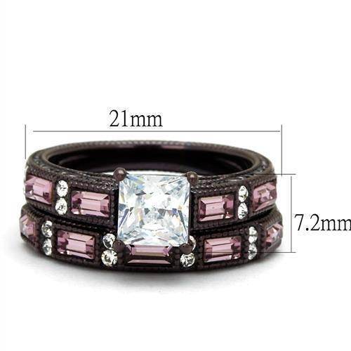 Square stone dark brown ring for women featuring pink and clear accents in a stylish design