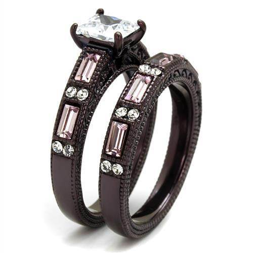 Square stone dark brown ring for women featuring a large center stone and accent gemstones