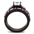 Elegant square stone dark brown ring for women featuring pink accents and intricate detailing