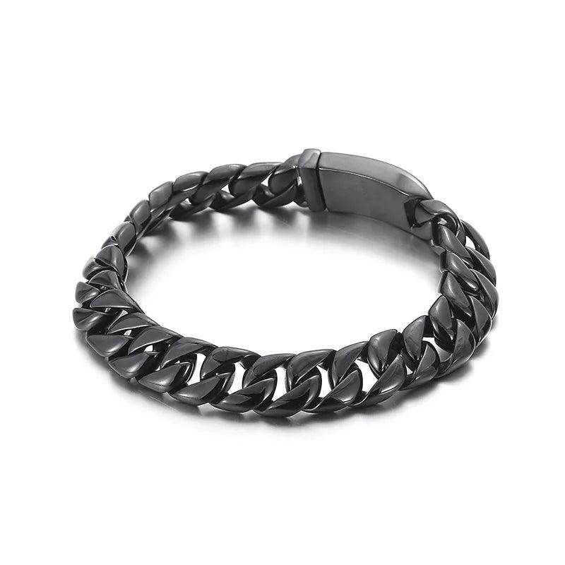 Stylish stainless steel Cuban chain bracelet for men featuring a bold design and durable finish