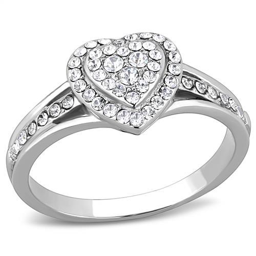 Women's stainless steel heart crystal ring, elegant accessory for any occasion