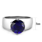 Silver statement cocktail ring for women featuring an 8mm deep blue gemstone centerpiece