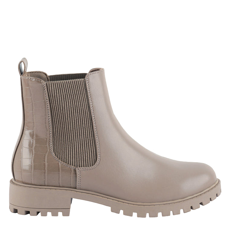 Beige Chelsea boot on a white background