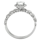 Twisted band sterling silver engagement ring for women with a sparkling center stone