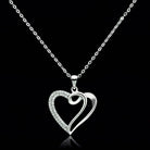 Sterling silver heart pendant jewelry with a unique twisted design and sparkling stones