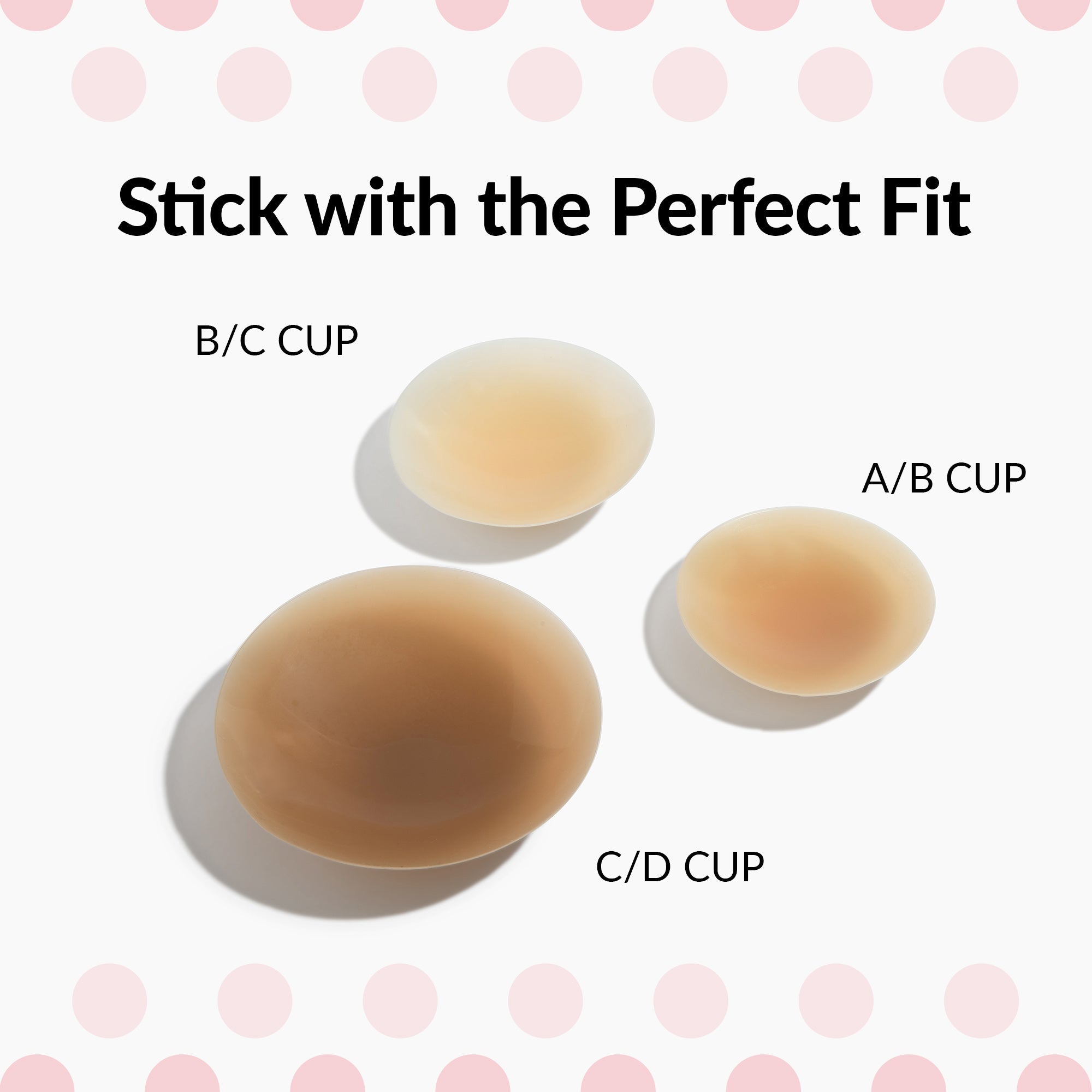 Original sticky boobs adhesive bra sizes A-B, B-C, and C-D cups for a seamless look under clothing