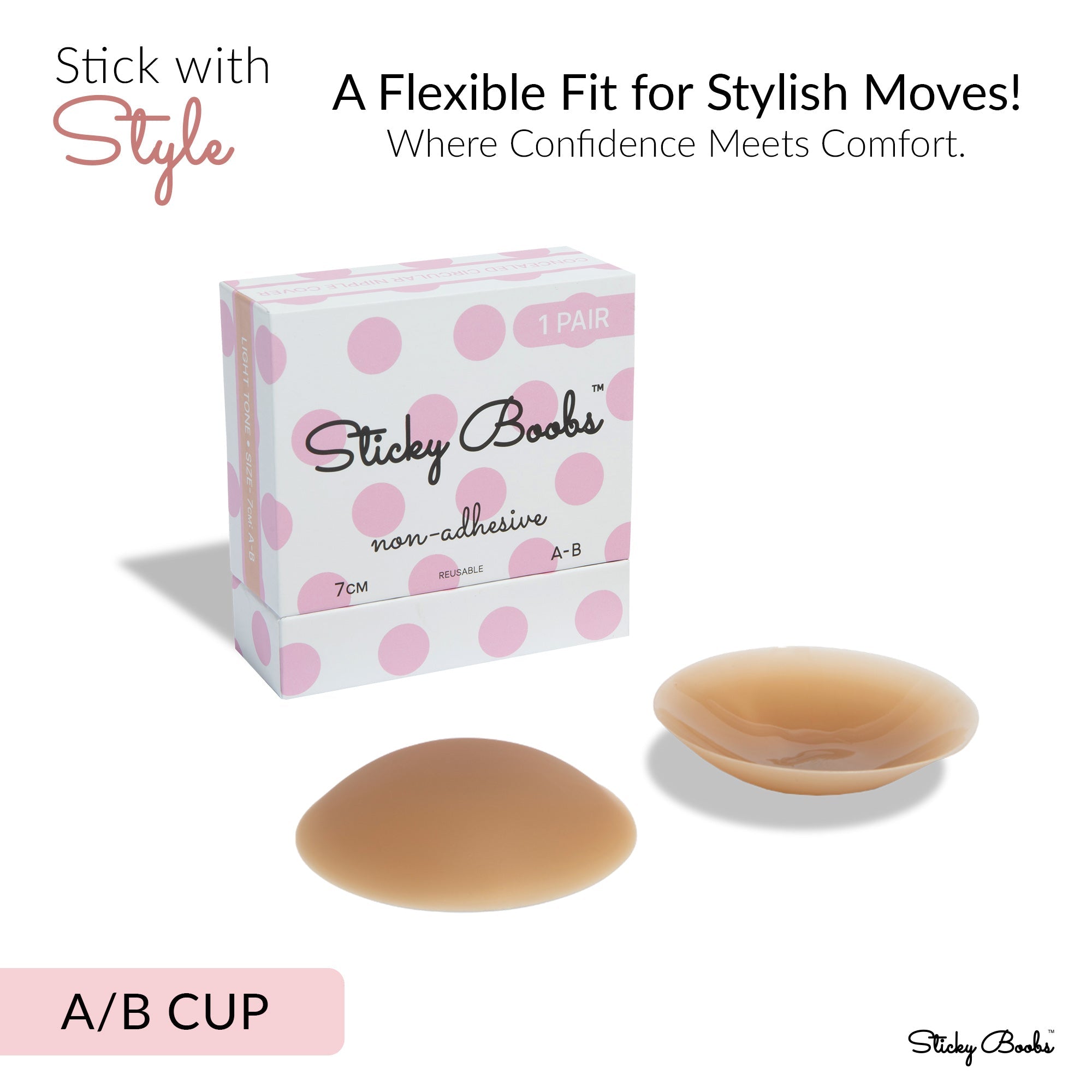 Sticky Boobs perfect fit non adhesive bra pads for A/B cup with flexible design for comfort and confidence