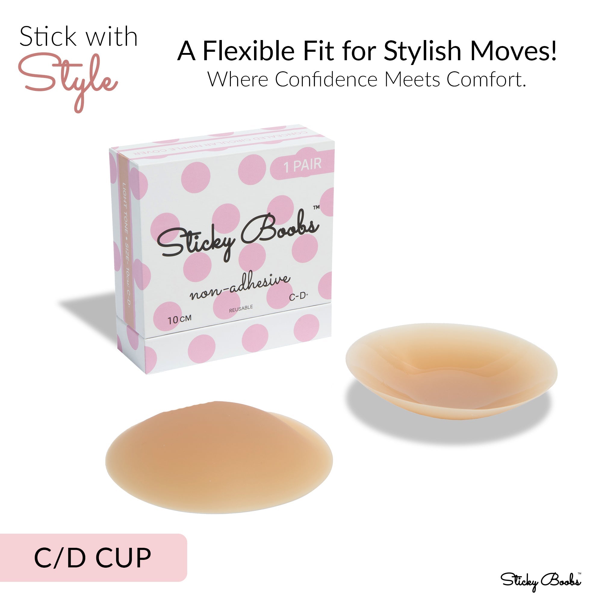 Sticky Boobs perfect fit non adhesive bra pads designed for comfort and stylish moves in C/D cup size