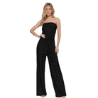 Elegant strapless tube jumpsuit in black, perfect for summer outings and stylish occasions